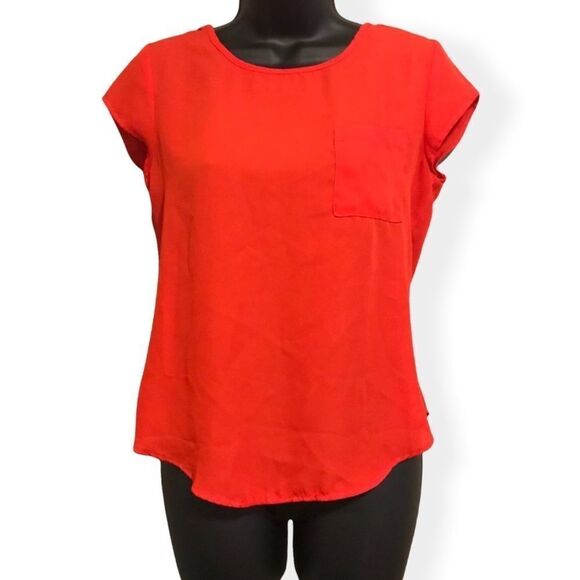 Pink Rose Red Scoop Neck Short Sleeve Blouse - Picture 1 of 7